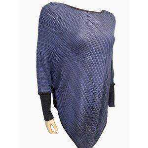 NWT White House Black Market Blue Black Ombre Glammy Ombre Poncho Sweater Sz S/M